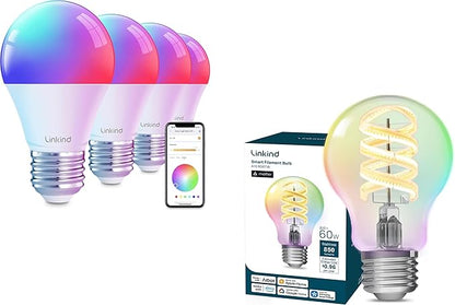 Linkind Smart Light Bulbs A19 4 Pack Matter Smart Edison Bulb A19 1Pack