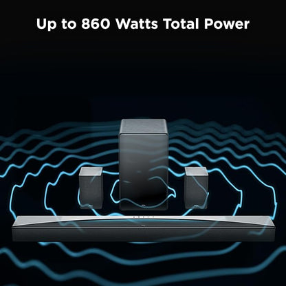 TCL Q85H 7.1.4 Surround Sound Bar with Wireless Subwoofer for Smart TV | Dolby Atmos DTS:X Sound System | 860W Power Bluetooth Home Theater Speaker | App Control & Remote Control | Latest Model