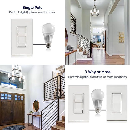 Leviton SureSlide LED Advanced Dimmer Switch for 150W Dimmable LED, Halogen and Incandescent Bulbs and Fixtures, 66741-T, Light Almond