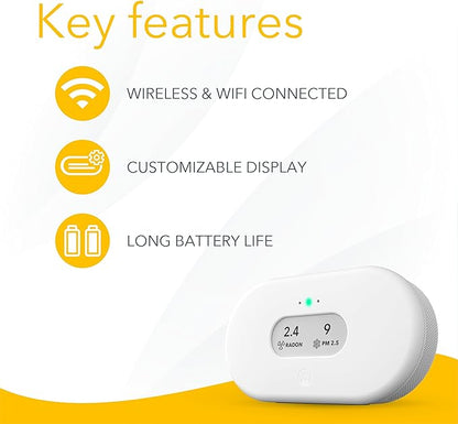 Airthings 2960 View Plus - Battery Powered Radon & Air Quality Monitor (PM, CO2, VOC, Humidity, Temp, Pressure)