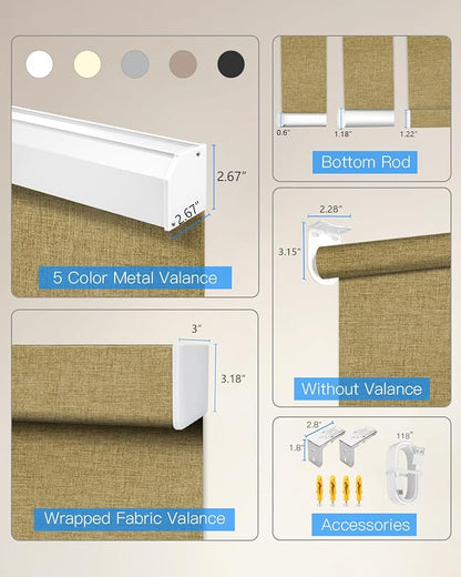 Tokblind Motorized Roller Shade with Remote Control, Blackout Electric Shade for Windows Compatible with Alexa Google via Hub, Rechargeable Smart Window Blind for Home Office (Fabric Dark Coffee)