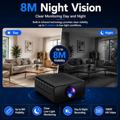 Hidden Camera, HD WiFi Mini Spy Camera with Motion Detection, Night Vision, Instant Alerts, Multi-User Sharing, Supports 128GB Micro SD Card for Home Security & Pet Monitoring