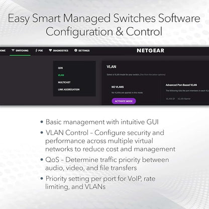 NETGEAR 8-Port PoE 2.5G Ethernet Easy Smart Managed Switch (MS108EUP) | With 4 x 2.5G Ultra60 PoE++ and 4 x 2.5G PoE+ Ports @ 230W, Desktop or Wall Mount