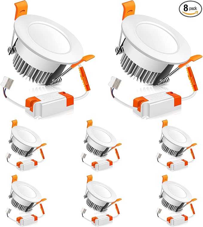 LEDLightsWorld 2 Inch LED Recessed Lighting Dimmable Downlight, 3W(35W Halogen Equivalent), 3000K Warm White, CRI80, Ceiling Light with LED Driver (8 Pack)