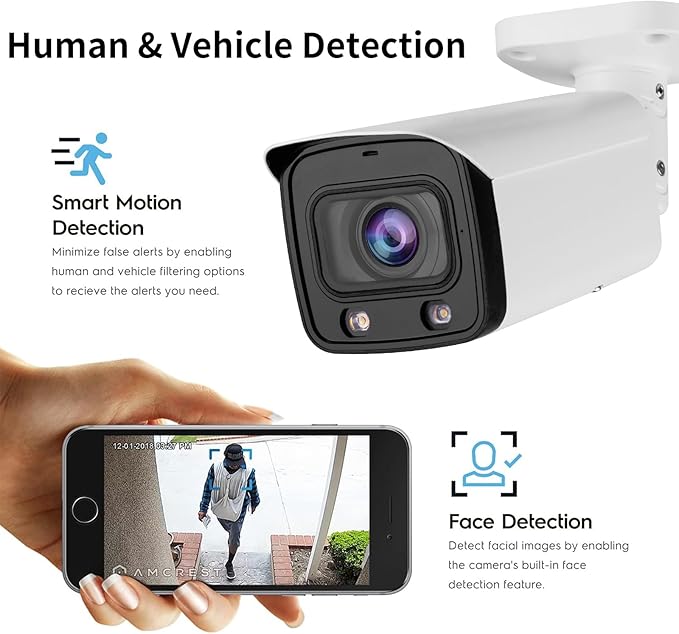 DahuaSecurity 8MP 5X Optical Zoom PoE IP Bullet Camera – 4K Varifocal Security Camera with Human & Vehicle Detection, Smart Dual Light, IP67, 256GB SD Card Slot, Full Metal Housing