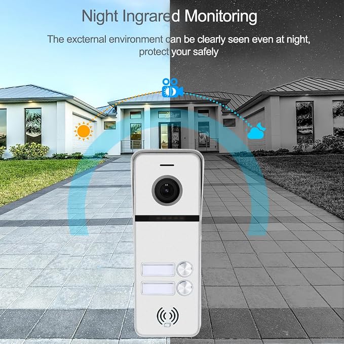 Wireless Video Intercom System Apartment 2 Units 10 Inches Touch Monitor Wired Video Doorbell System,Video Door Phone Kit,Indoor Outdoor Support Monitoring, Unlock, Dual Way Intercom for Home