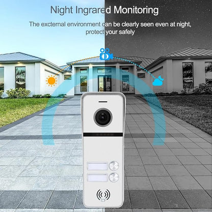 Wireless Video Intercom System Apartment 2 Units 10 Inches Touch Monitor Wired Video Doorbell System,Video Door Phone Kit,Indoor Outdoor Support Monitoring, Unlock, Dual Way Intercom for Home