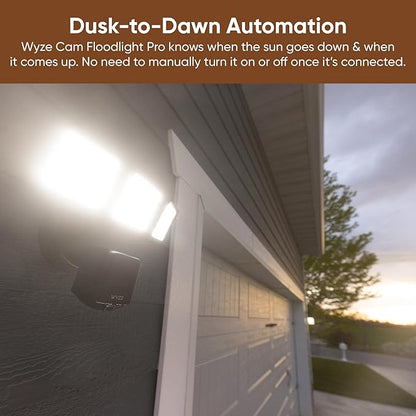 WYZE Floodlight Camera Pro, PCMag Editors' Choice 3000-Lumen LEDs, 2.5K HD Outdoor Security Camera, 180° Wide View, Color Night Vision, Works with Alexa & Google, Wired. Free Expert Setup
