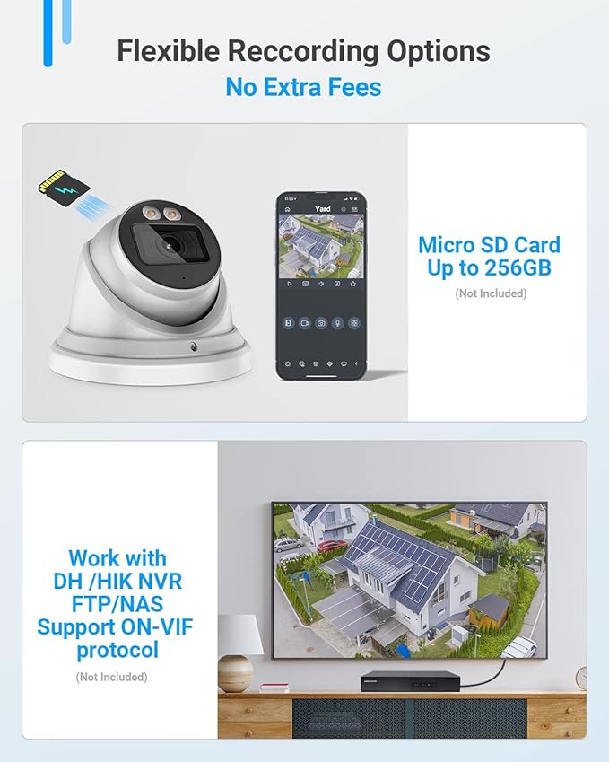 VIKYLIN 4MP Full Color Night Vision Security IP POE Camera Outdoor with AI Human & Vehicle Detection,Active Deterrence, Built-in Microphone,SD Card Slot (256GB),IP67,2.8mm Lens 129° FOV, 4MP@30fps