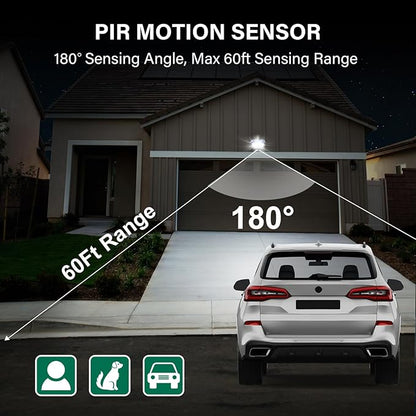 Motion Sensor, 180-Degree Replacement Motion Detector, Adjustable Time & Detection Sensitiity Up to 60 Feet Range, 3 Working Modes Pir Motion Sensor for Security Floodlight, Black, UL Listed