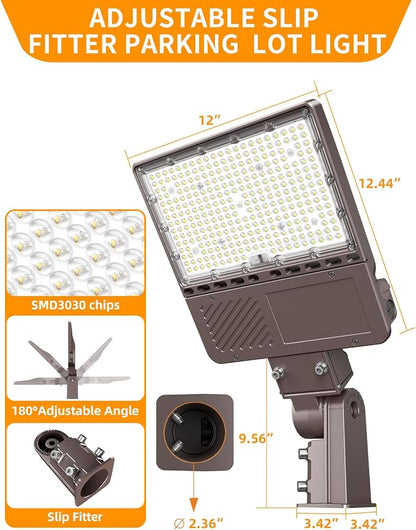 150W/120W/90W LED Parking Lot Light UL Listed 21000LM 5000K LED Street Flood Light with Photocell, IP65 Waterproof Commercial Shoebox Area Lights Slip Fit Mount for Parking Lot, AC100-277V