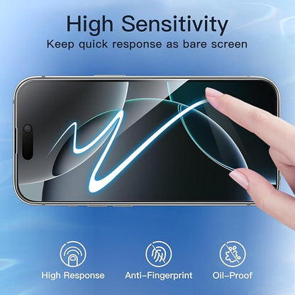 JETech Privacy Full Coverage Screen Protector for iPhone 16 Pro 6.3-Inch, Black Edge Anti-Spy Tempered Glass Film with Easy Installation Tool, Case-Friendly, 2-Pack