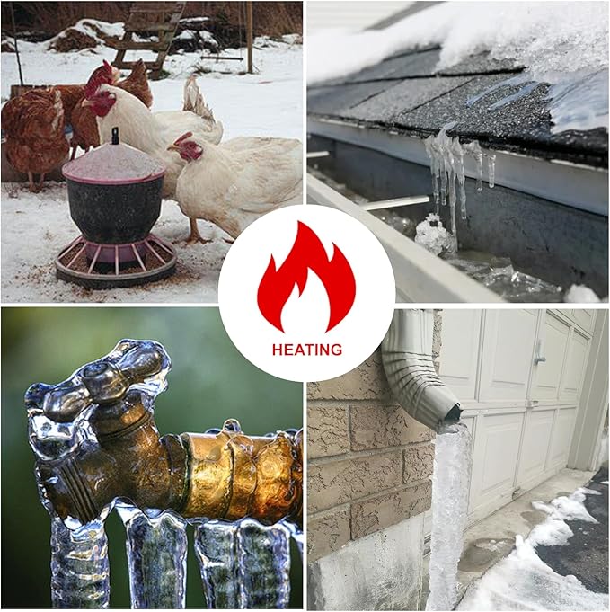 OEBLD Heat Tape for Water Pipes 18FT, Replaceable Smart Thermostat for Pipe Freeze Protection, Self-Regulating Roof Deicing Cable for Metal and Plastic Home Pipes, 110-120V