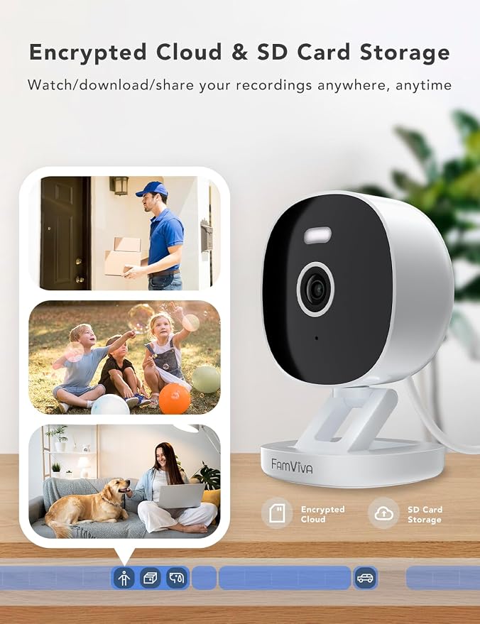 2K Wired Security Camera, Indoor/Outdoor for Home, Pet, Baby, Nanny, IP65 Waterproof Color Night Vision, White Light & Siren, Recording, Motion Detection, Works with Alexa,Plug in, White-4P