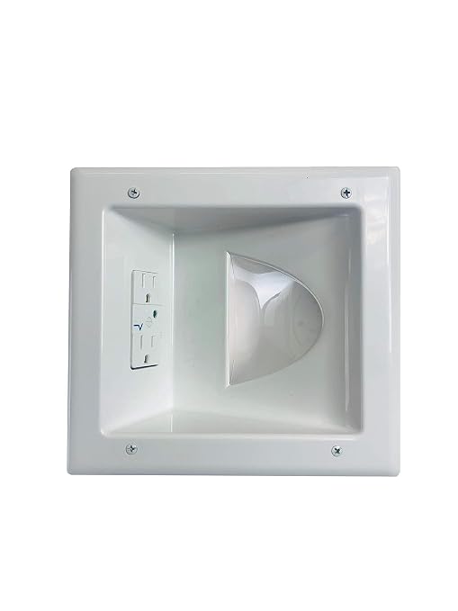 DATA COMM Electronics Media Plate with Duplex Surge Suppressor, White, 0 US