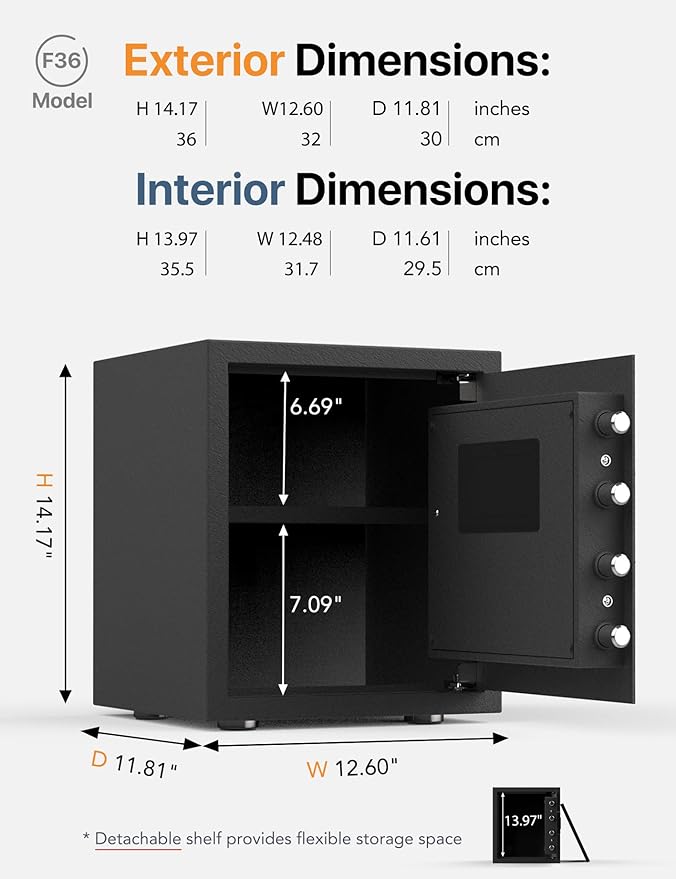 FORFEND Smart Fingerprint Safes | WiFi Safe Box App Unlock/Alarm | Voice Command, Kidnap SOS Alarm, Tamper Proof, Frozen Mode | Biometric Caja Fuerte Money Lockbox History Track Remote Live Monitor