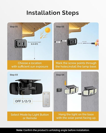 Brightown 4 Pack Solar Flood Outdoor Lights with Motion Sensor 3 Modes