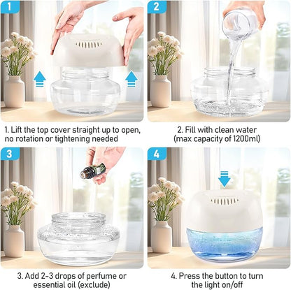 Purifier Air Washer, Air Fresher Aroma Diffuser for Home, Office, Air Purifier with Night Light (White)