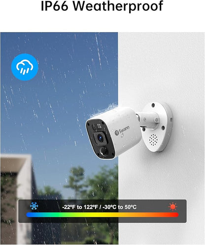 Swann Add-On DVR Flashing Light Bullet Camera with Sensor Spotlight, 4K UHD Video, Indoor or Outdoor Design, Dusk to Dawn Color Night Vision Plus True Detect Heat, Motion Detection, and One Way Audio