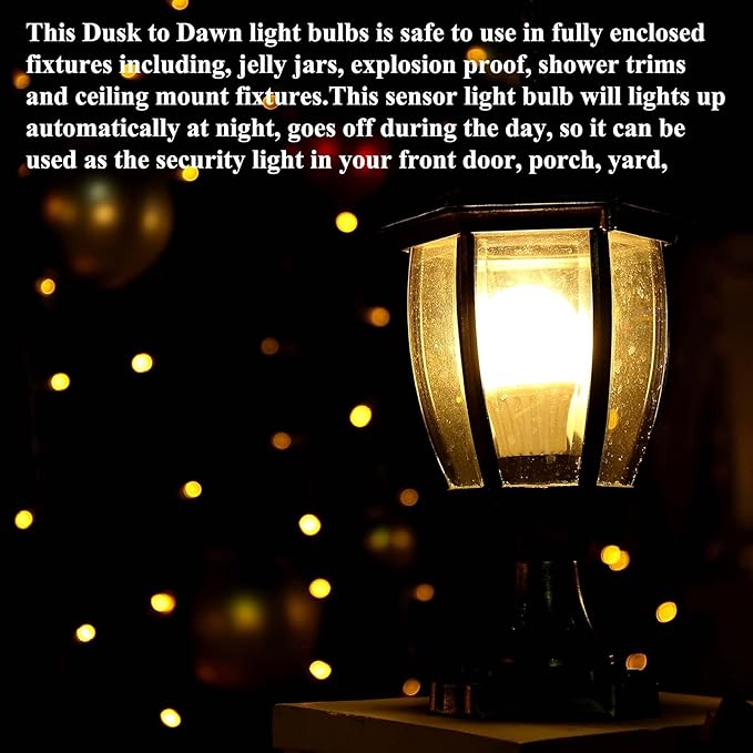 Taysing Dusk to Dawn Light Bulbs Auto On/Off 40 Watt Equivalent Smart Light Sensor LED Bulb Security Bulb Outdoor Night Light Bulb Garage Porch 5W 500lm E26 Soft White 2 Pack