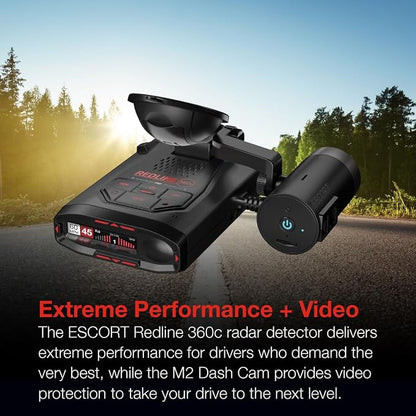Escort Redline 360c Laser Radar Detector & Escort M2 Smart Dash Cam Bundle