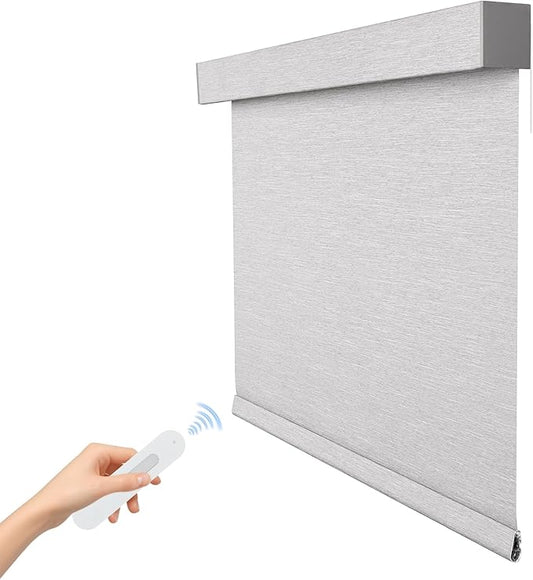 Smart Remote-Controlled Electric Roller Blinds,Motorized Blinds with Remote,100% Blackout Smart Roller Blinds Compatible with Apple Homekit Google Home and Alexa Via HUB (Gray, W23''×H72'')