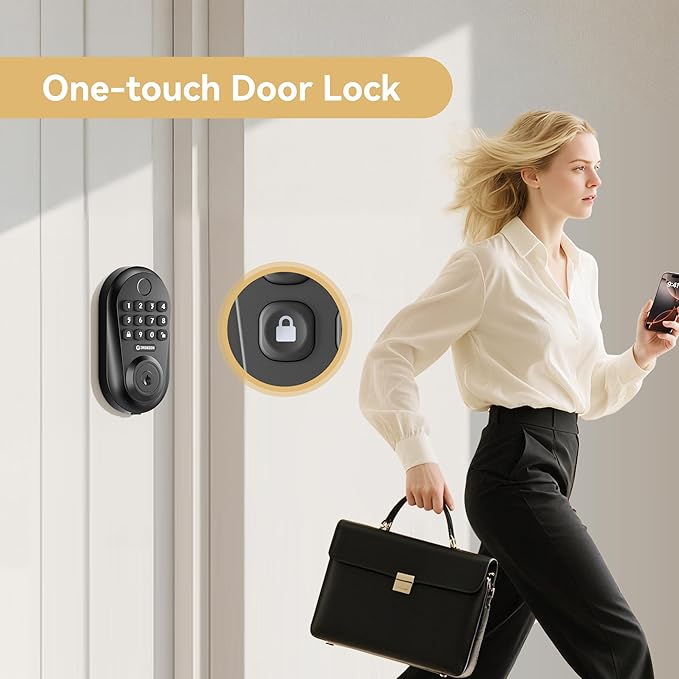 IRONZON Keyless Entry Door Lock - 350Y 5-in-1 Fingerprint Smart Locks for Front Door,Keyless Entry Door Lock with Keypad Deadbolt, Biometric Electronic Lock for Front Door