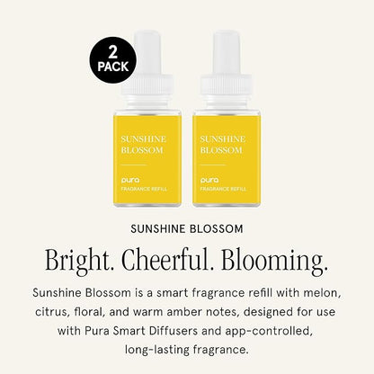 Pura Home Scent Refill - Smart Home Air Diffuser - Hours of Luxury Fragrance per Refill - Clean & Safe Pura Diffuser Refills - Sunshine Blossom (2 Pack)