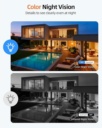 Security Cameras Wireless Outdoor, Battery Powered Camera for Home Security with AI Motion Detection, 2K Color Night Vision, 2-Way Talk, Waterproof, Siren Alarm, SD/Cloud Storage, 2.4G WiFi, 2 Pack