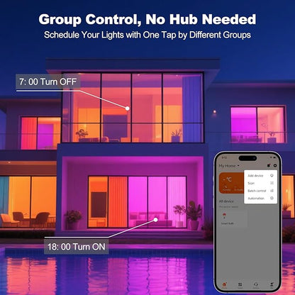 VTimes Smart Light Bulbs, A19 E26 WiFi Bluetooth LED Smart Bulb, Color Changing RGBCW Dimmable Bulb, Works with Alexa & Google Home, 16 Million Colors 2700K-6500K, 9W 800 Lumens 60W Equivalent, 4 Pack