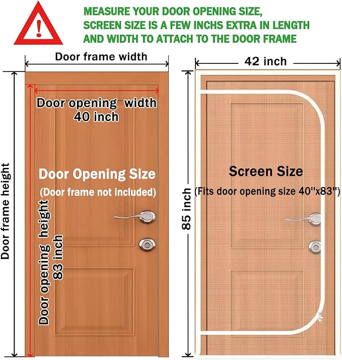 Reinforced Cat Screen Door,Fits Door Opening Size 40''x 83'',Thickened Resistant Mesh Screen Door for Living Room,Kitchen,Bedroom,Cat Introduction Screen with Zipper Closure.