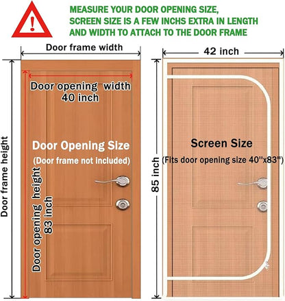 Reinforced Cat Screen Door,Fits Door Opening Size 40''x 83'',Thickened Resistant Mesh Screen Door for Living Room,Kitchen,Bedroom,Cat Introduction Screen with Zipper Closure.