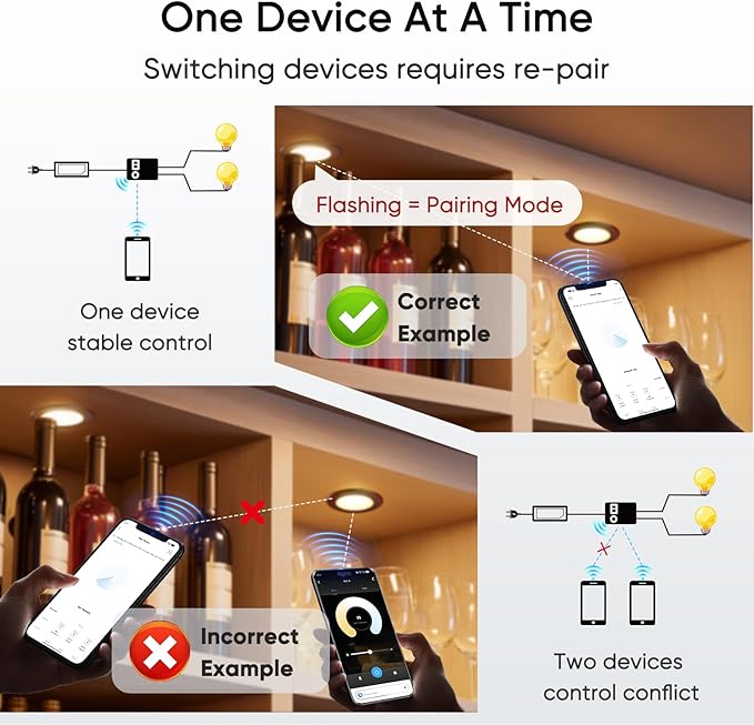 V4light Smart LED Puck Lights, Under Cabinet Lighting with Remote Control, Color Temperature Adjustable, Works with Alexa & Google Home, Plug-in Lights for Kitchen, Counter, Closet, Shelf (6 Pack)