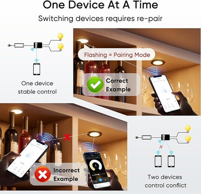 V4light Smart Under Cabinet Lights, Plug-in Puck Lighting with App, Voice & Motion Control, Dimmable 2700K–6500K, Compatible with Alexa & Google Home, Kitchen, Closet & Shelf Lighting (6 Pack)