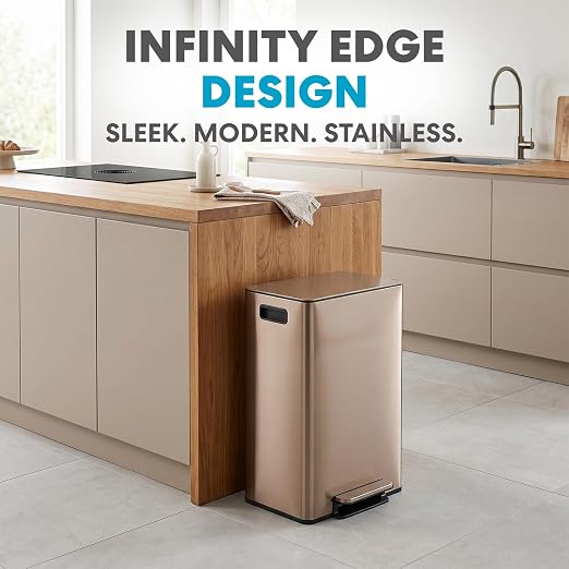 SIMPLI-MAGIC 13 Gallon / 50L Step Trash Can, Infinity Edge, Rose Gold