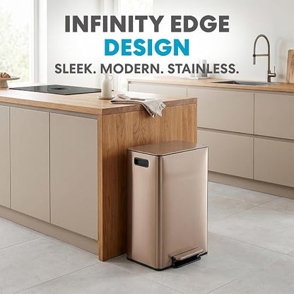 SIMPLI-MAGIC 13 Gallon / 50L Step Trash Can, Infinity Edge, Rose Gold