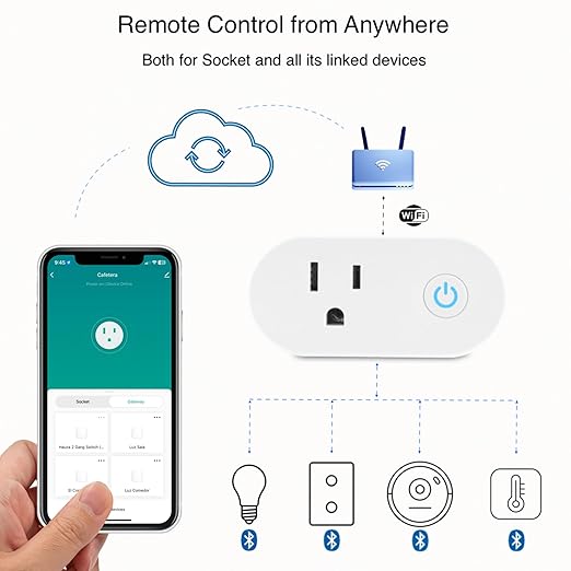 HAUZA 2 in 1 - Bluetooth Mesh Hub & Smart Plug - Enable 2.4 GHZ WiFi for Voice Control & Automations of Hauza and Tuya BLE Devices