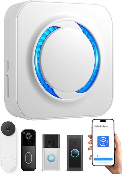 LUCKYDUO Smart Wireless Doorbell Chime - Compatible with Blink, Ring, Google Nest Video Doorbells, APP Setup, 5 Adjustable Volume Ringer, Wireless Door Bells Chimes for Business/Home, White