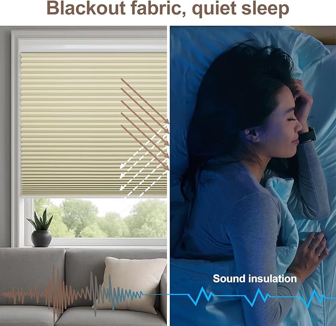 Godark Motorized Blackout Cellular Shades Compatible with Alexa/Google Home Electric Blinds Smart Honeycomb Shades for Windows Automatic Blinds with Remote Custom Size-Beige