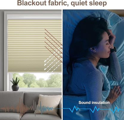 Godark Motorized Blackout Cellular Shades Compatible with Alexa/Google Home Electric Blinds Smart Honeycomb Shades for Windows Automatic Blinds with Remote Custom Size-Beige