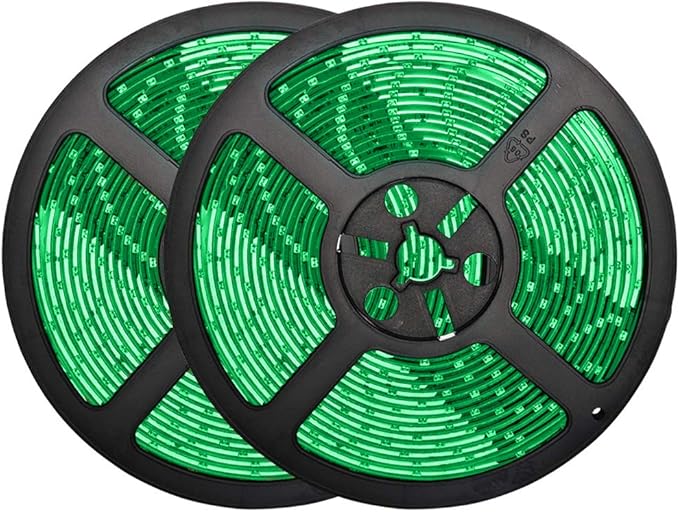 32.8ft Green LED Strip Lights, Waterproof IP65 SMD2835 Dimmable 600LEDs 12V Cuttable for Cabinet, Car, Bar, Bedroom - Holiday Decoration Lighting Tape 2 Rolls