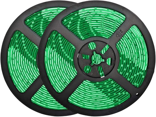 32.8ft Green LED Strip Lights, Waterproof IP65 SMD2835 Dimmable 600LEDs 12V Cuttable for Cabinet, Car, Bar, Bedroom - Holiday Decoration Lighting Tape 2 Rolls