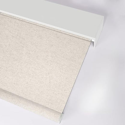 Motorized Blinds with Remote Control, 100% Blackout Cordless Wireless Electric Window Roller Shade Matter Motor Over Thread Compatible with Alexa/Google Home/Homekit (Linen Beige)