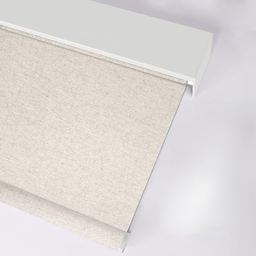 Motorized Blinds with Remote Control, 100% Blackout Cordless Wireless Electric Window Roller Shade Matter Motor Over Thread Compatible with Alexa/Google Home/Homekit (Linen Beige)