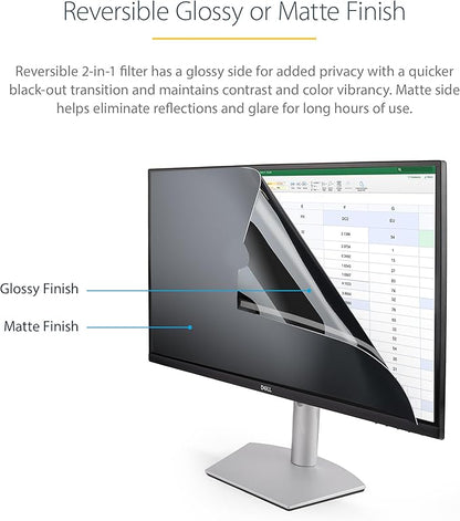 StarTech.com Monitor Privacy Screen for 21.5in Display, Widescreen Computer Monitor Security Filter, Blue Light Filter, TAA