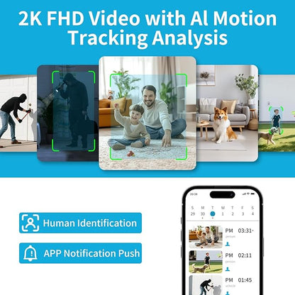 Indoor PTZ Security Camera, 2K 3MP Pan-Tilt with Privacy Mode, No Subscription, 32GB TF Card Included, Dual-Band 5G/2.4G WiFi, AI Motion Detection, Night Vision, 2-Way Audio, Siren (Blue)