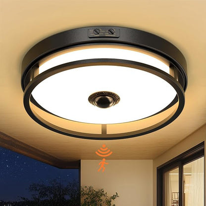 12 Inch LED Motion Sensor Outdoor Ceiling Light for Porch, Black