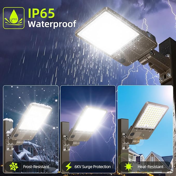 150W LED Parking Lot Light 22500LM, Power Tunable & 3CCT (3000K-5000K) ETL Listed LED Pole Light IP65 Super Bright Commercial Flood Light with Photocell Arm & Slip Fitter Mount, AC100-277V