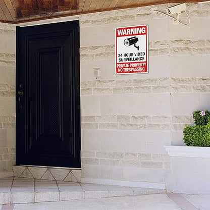Faittoo 4 Pack No Trespassing, Private Property, Warning Signs - 10 x 7 Inches Reflective Aluminum, UV Protected, Weather Resistant, Durable Ink, Easy to Mount