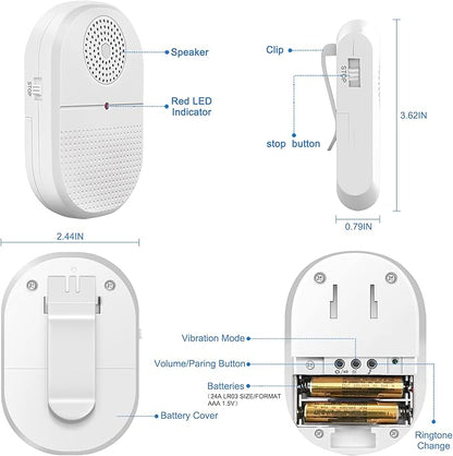 CallToU Wireless Caregiver Pager Call Button for Hard of Hearing 500FT Emergency Alert System Waterproof Call Bell for Elderly at Home/Elderly/Patients/Disabled (CCVB 4-2)